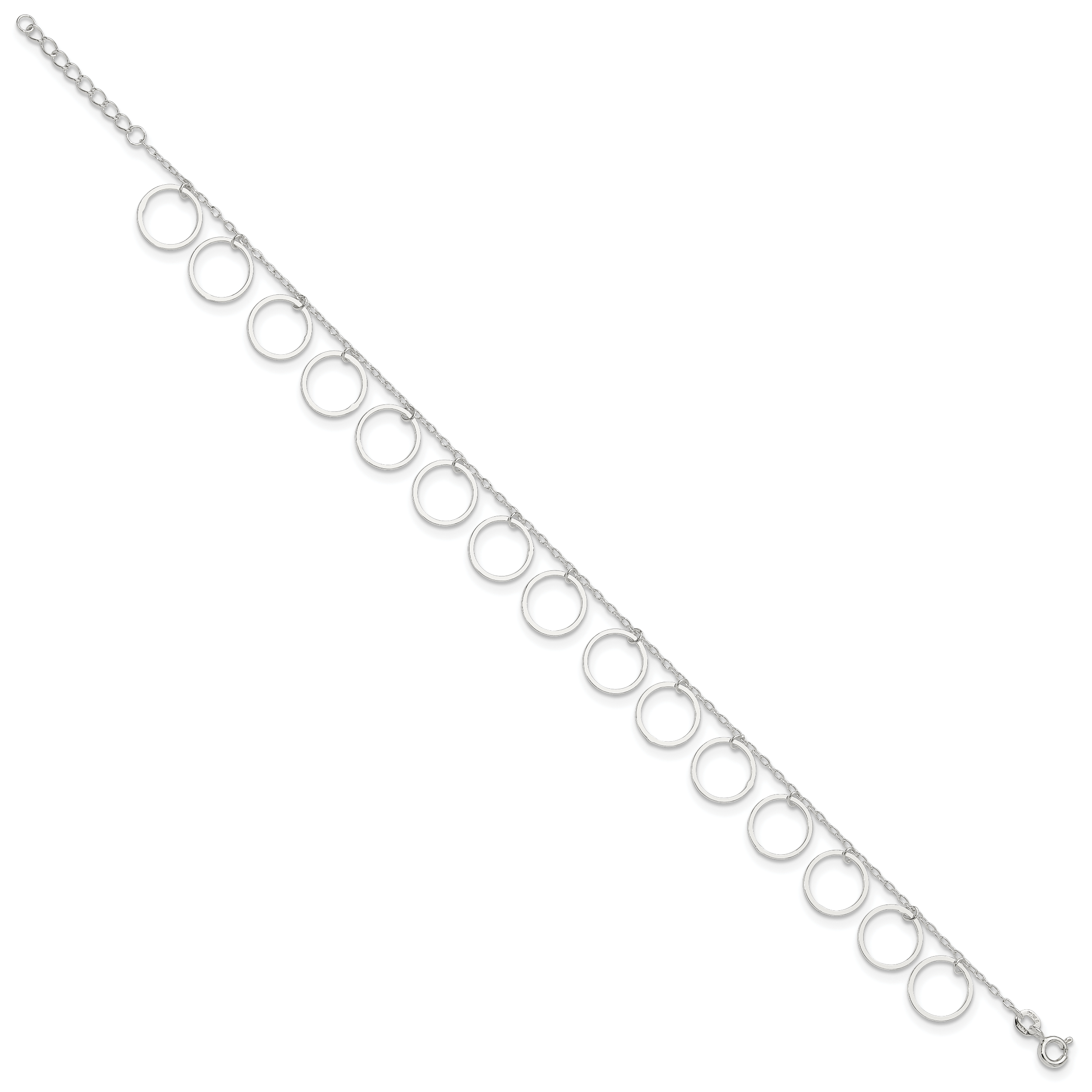 Sterling Silver Dangle Circles Anklet Secondary image
