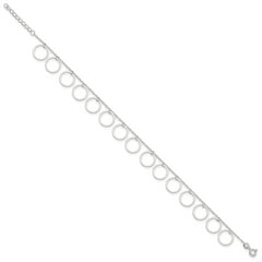 Sterling Silver Dangle Circles Anklet