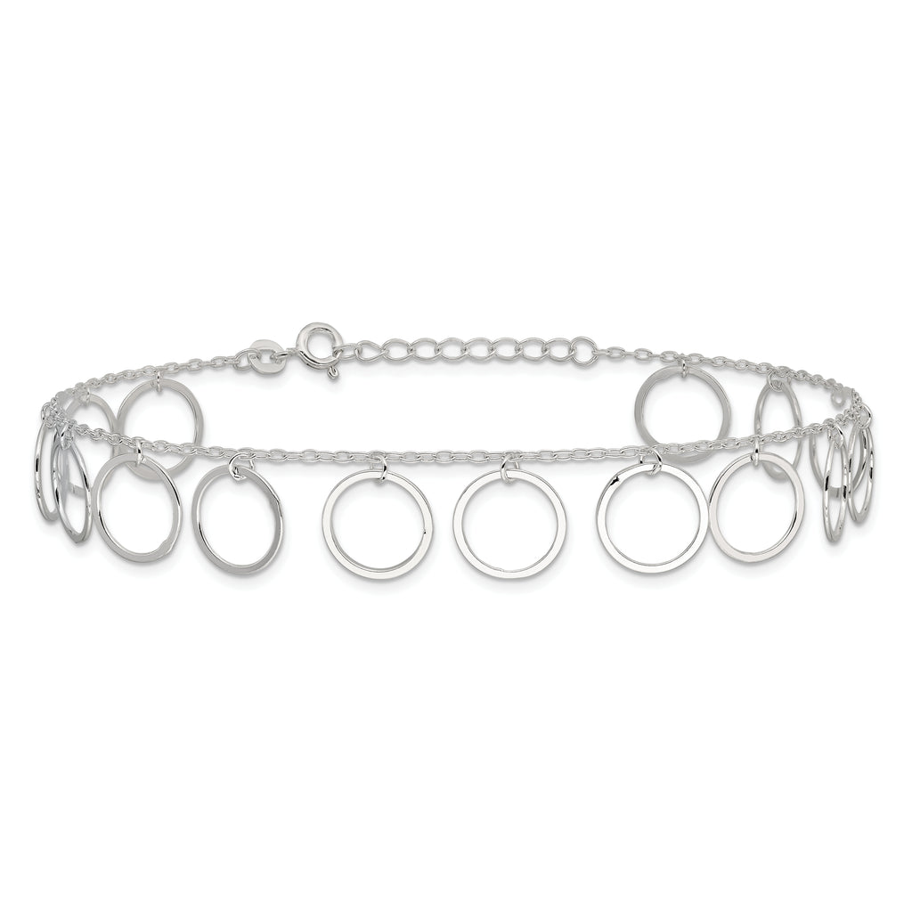Sterling Silver Dangle Circles Anklet