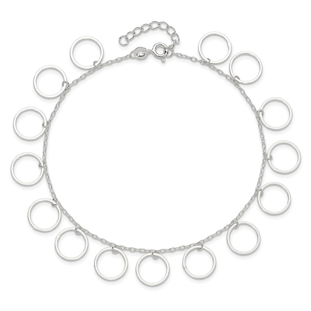 Sterling Silver Dangle Circles Anklet