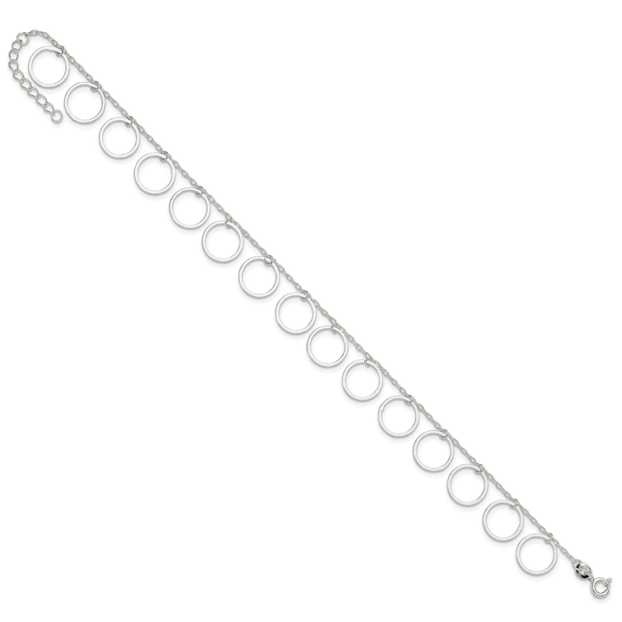 Sterling Silver Dangle Circles Anklet