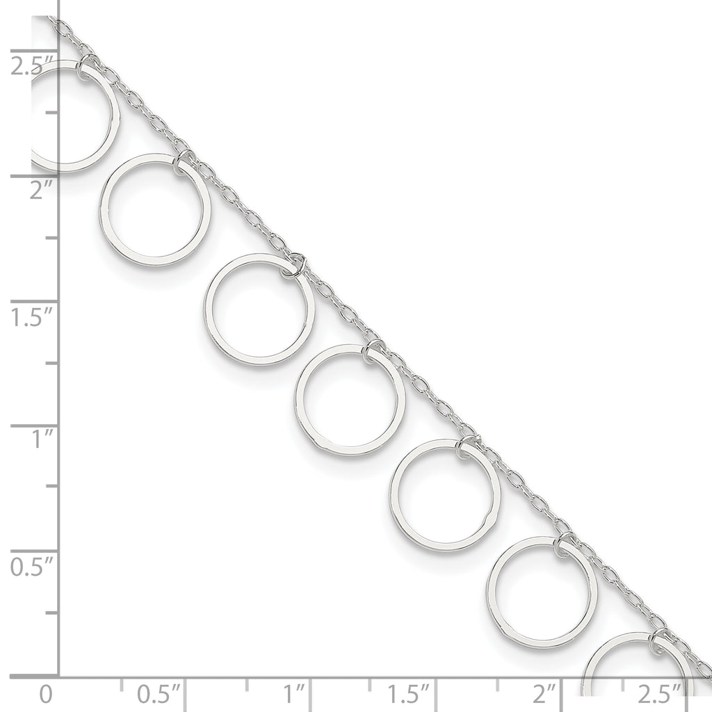 Sterling Silver Dangle Circles Anklet