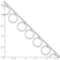 Sterling Silver Dangle Circles Anklet