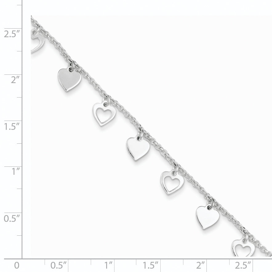 Sterling Silver With  Hearts Bracelet