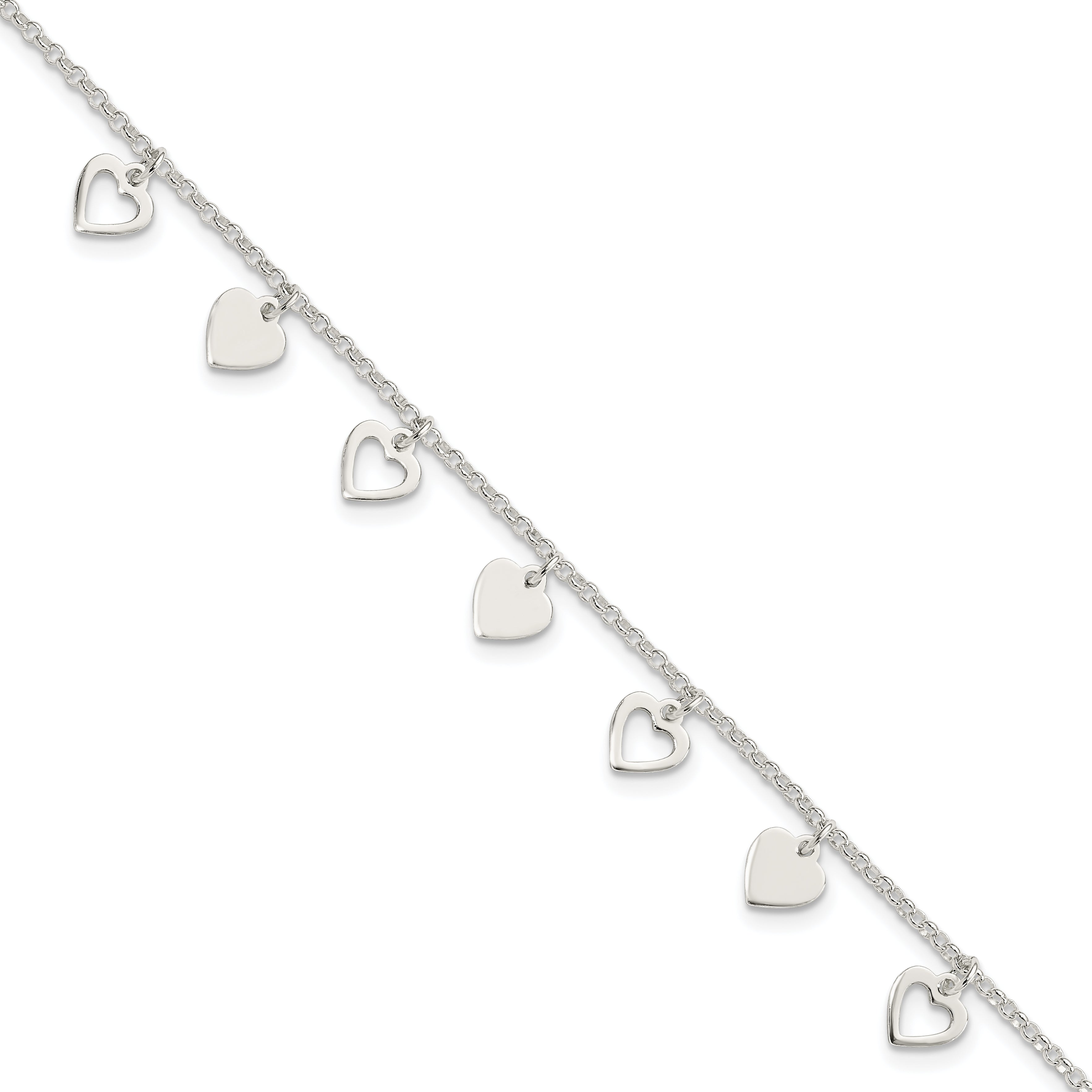 Sterling Silver With  Hearts Bracelet