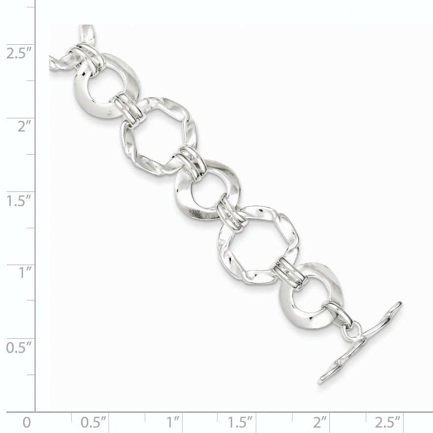 Sterling Silver Fancy Circle Link Bracelet
