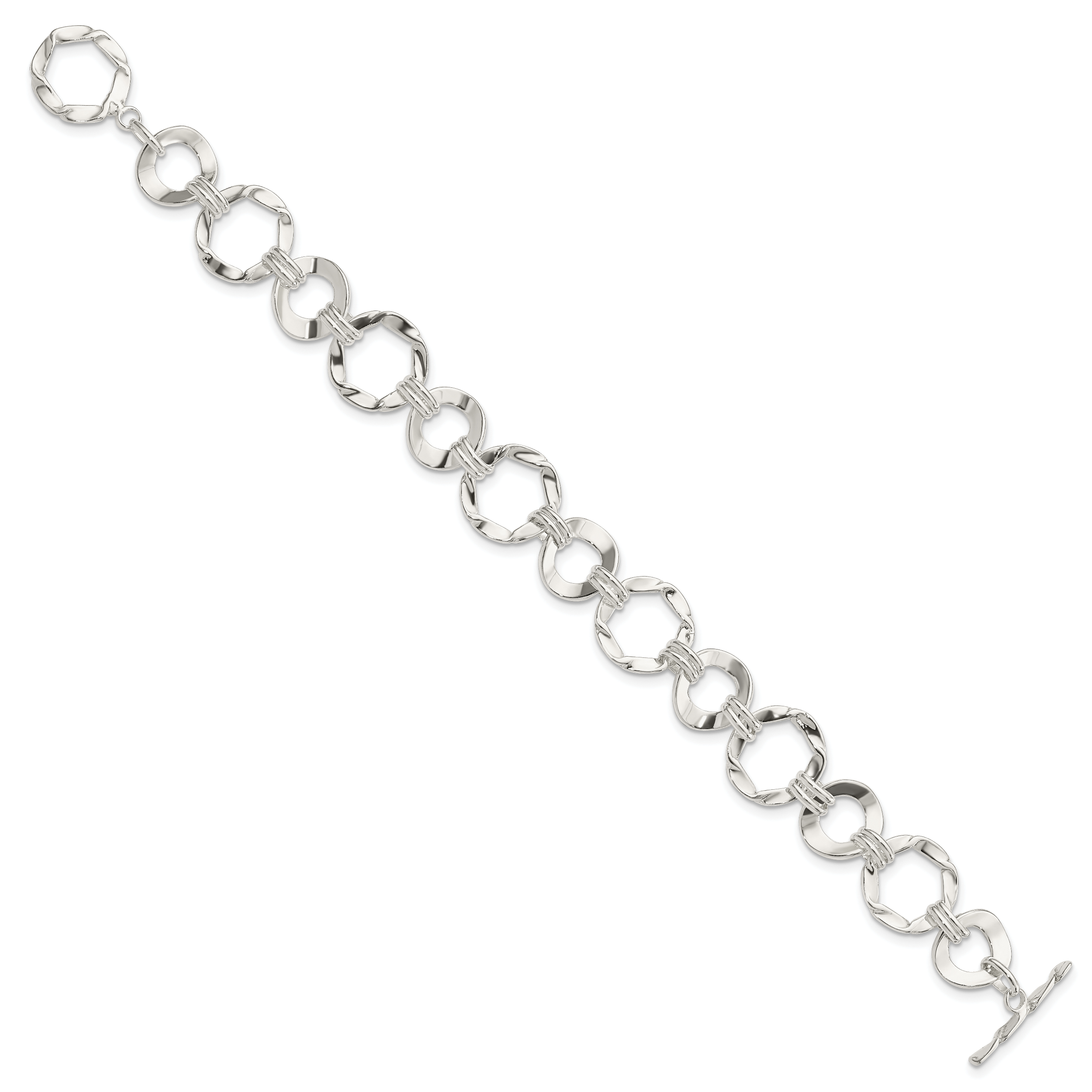 Sterling Silver Fancy Circle Link Bracelet Secondary image