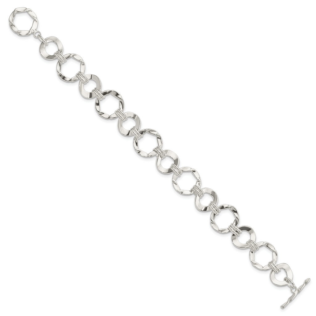 Sterling Silver Fancy Circle Link Bracelet