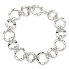 Sterling Silver Fancy Circle Link Bracelet