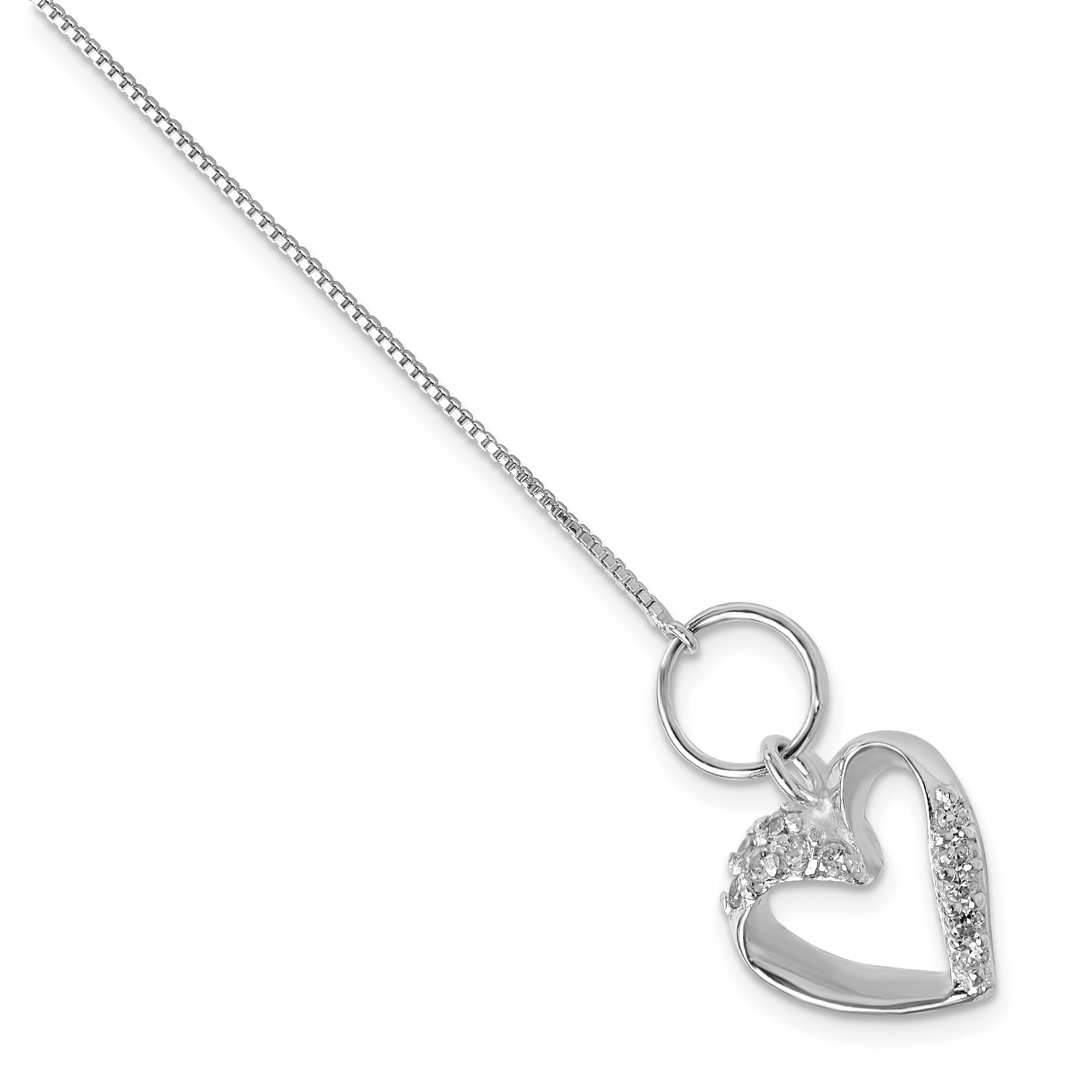 Sterling Silver Polished CZ Heart Toggle Bracelet Main image