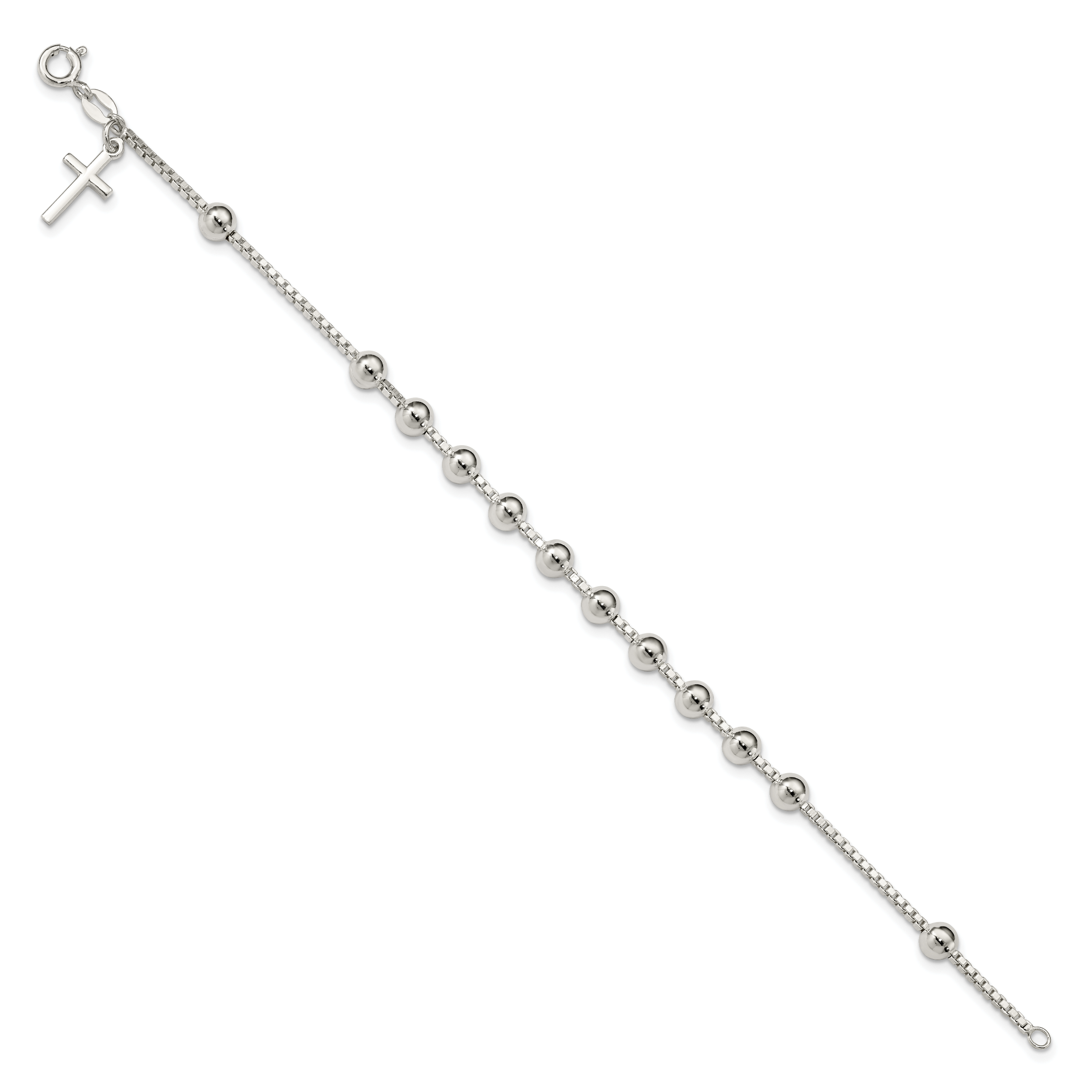 Cross Bead Bracelet in Sterling Silver Secondary image