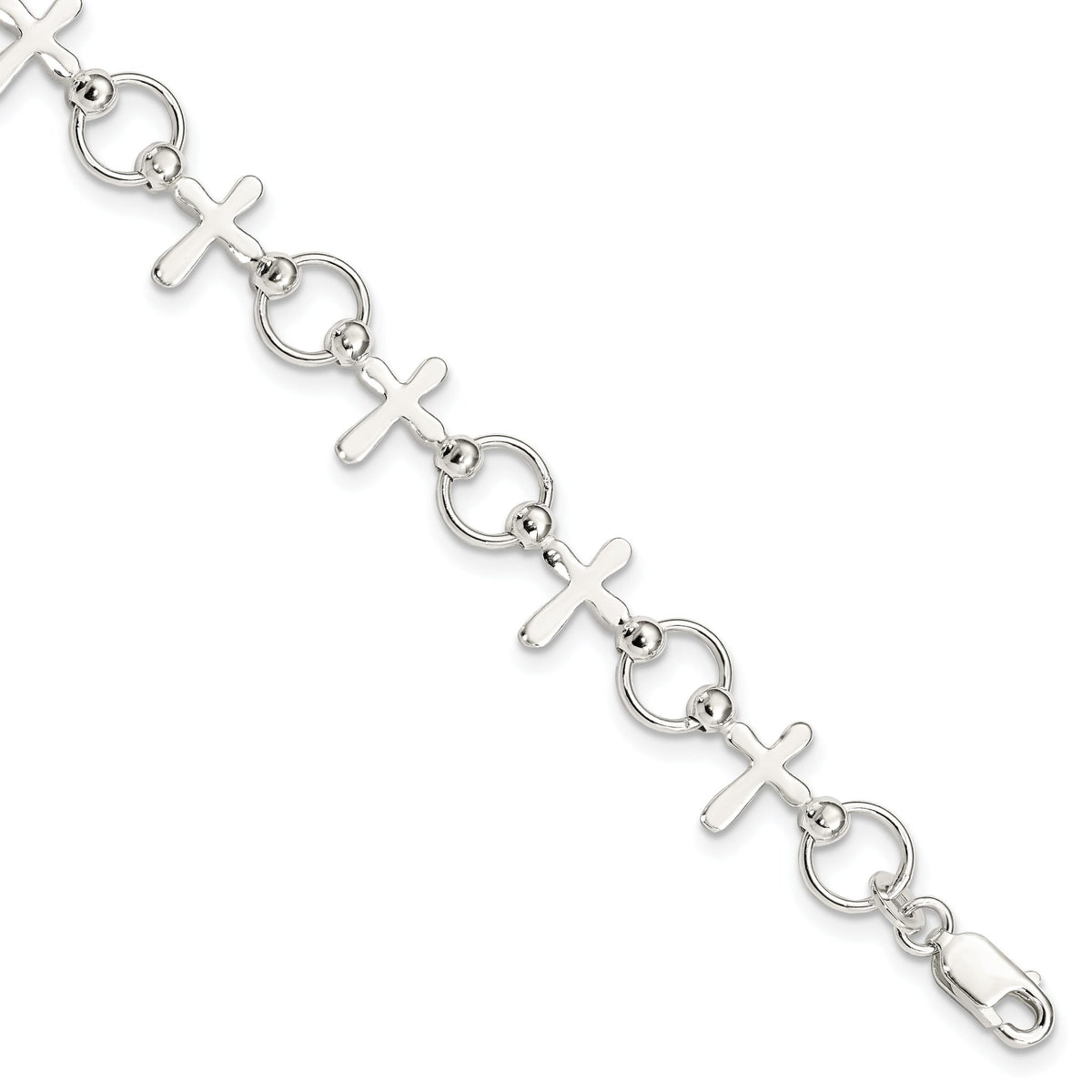 Cross Link Bracelet in Sterling Silver, 7.5 Inch - Sophia Jewelers Main image