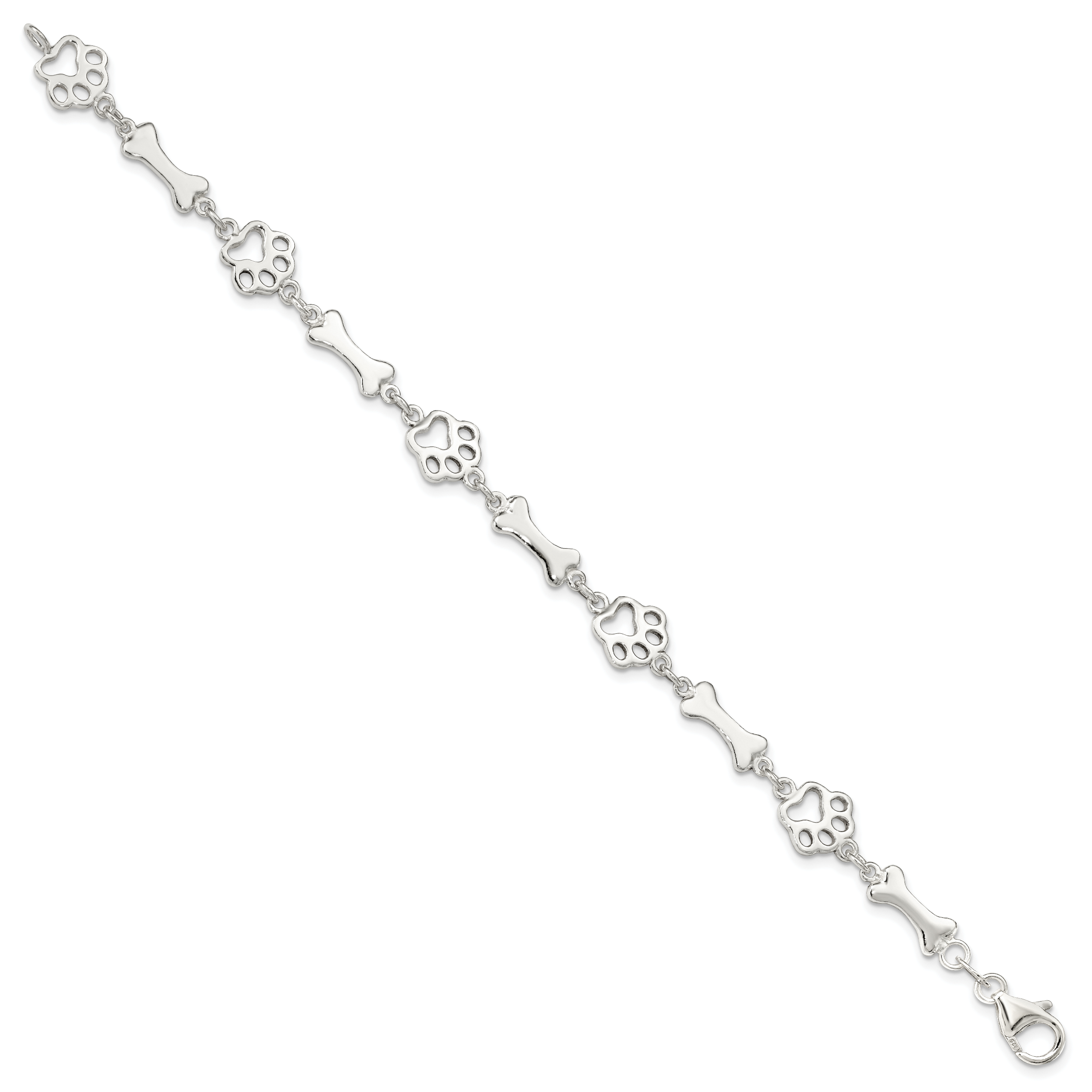 Sterling Silver Dog Bones and Paws Bracelet Secondary image