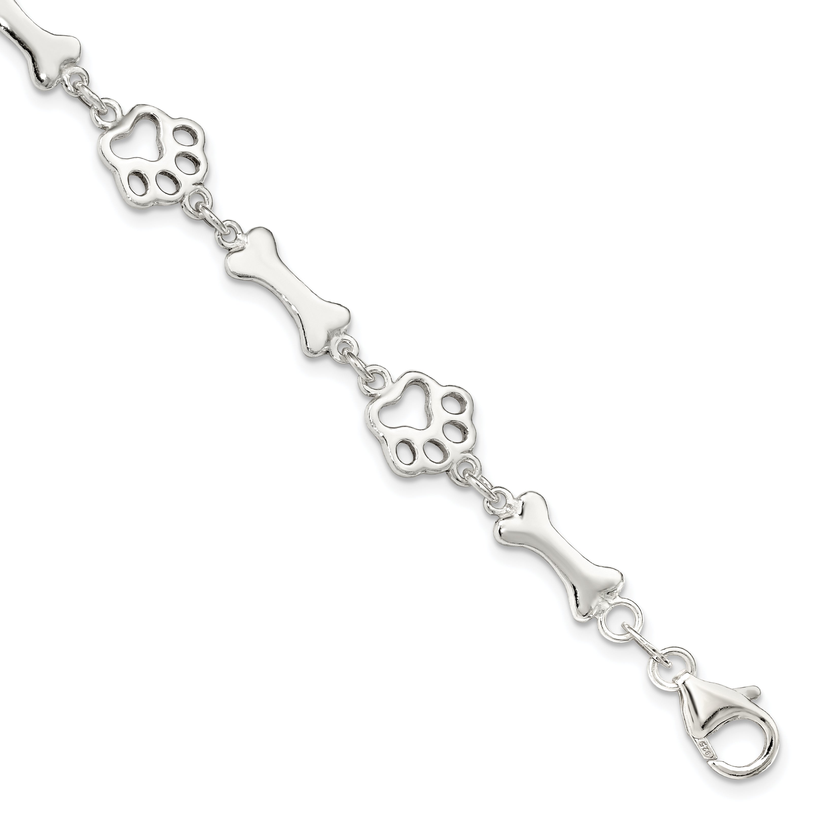 Sterling Silver Dog Bones and Paws Bracelet Main image