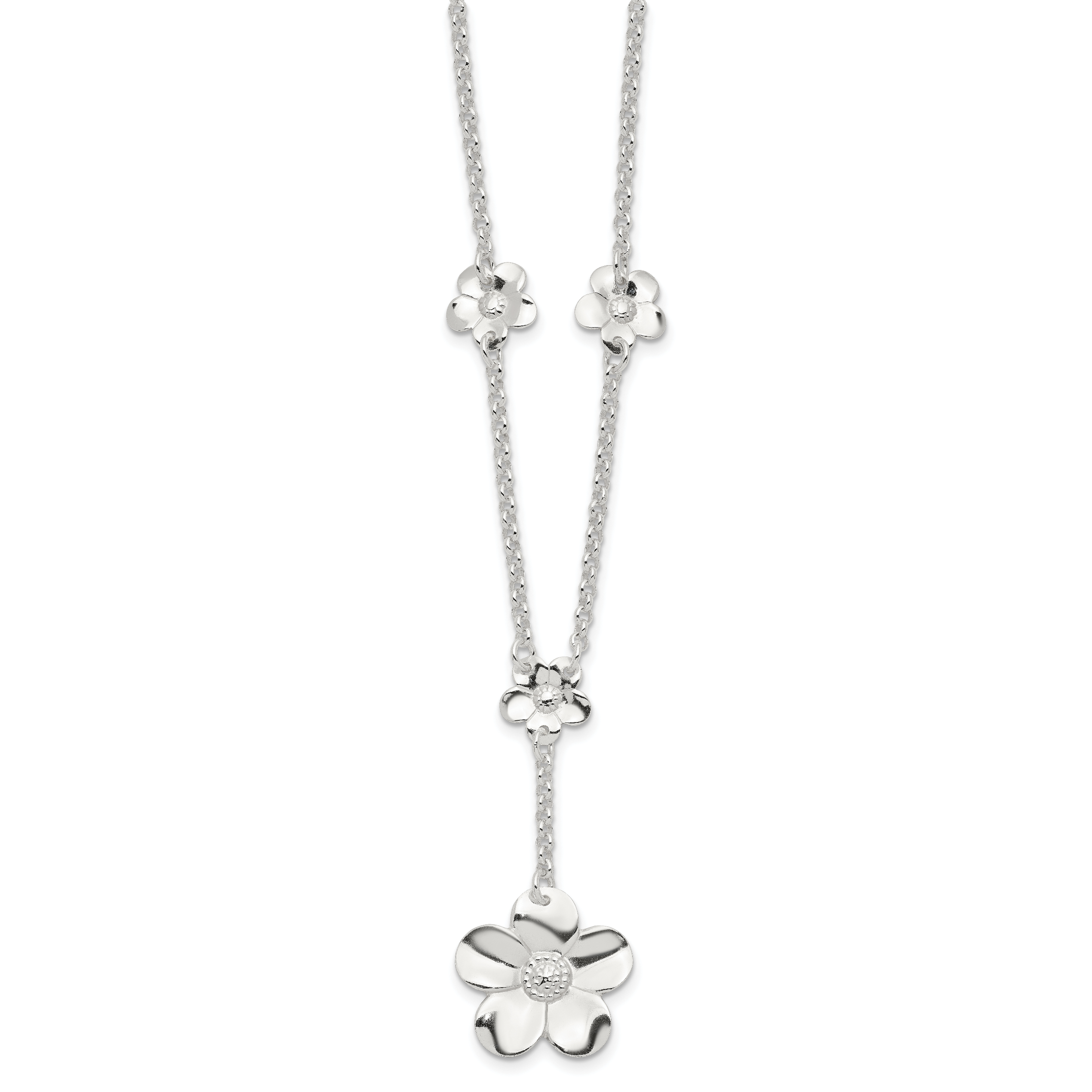 Sterling Silver Floral Necklace and Earring Set