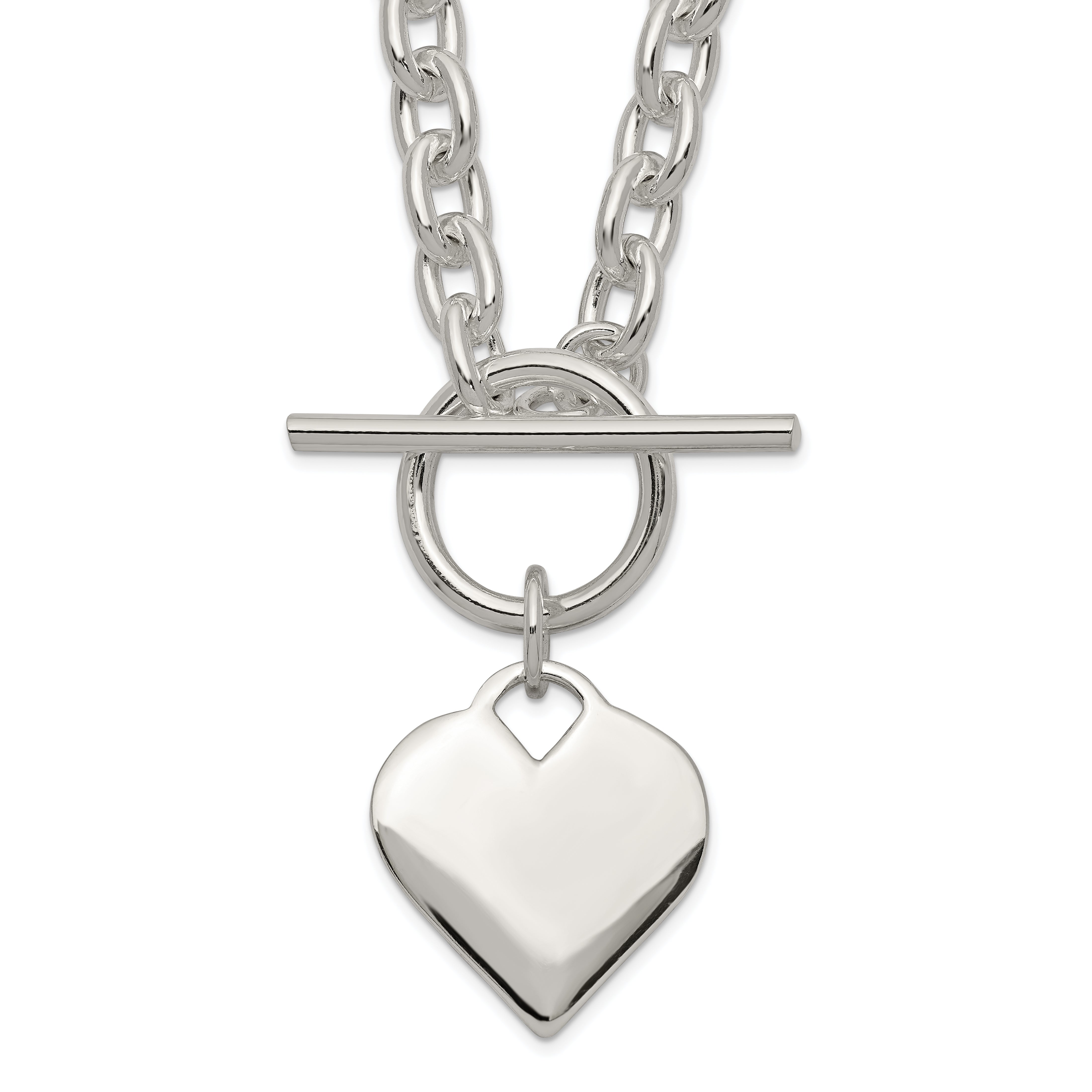 Sterling Silver Engraveable Heart Toggle Necklace Main image