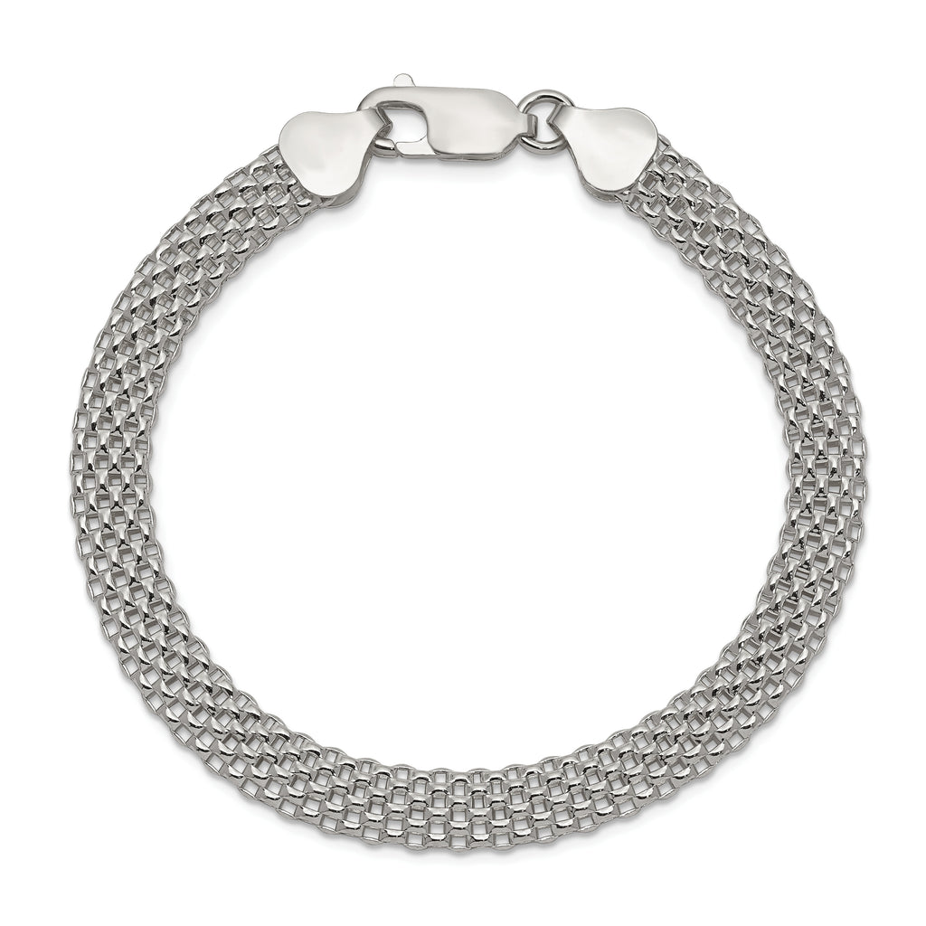 Sterling Silver Polished 6mm Mesh 7 inch Bracelet