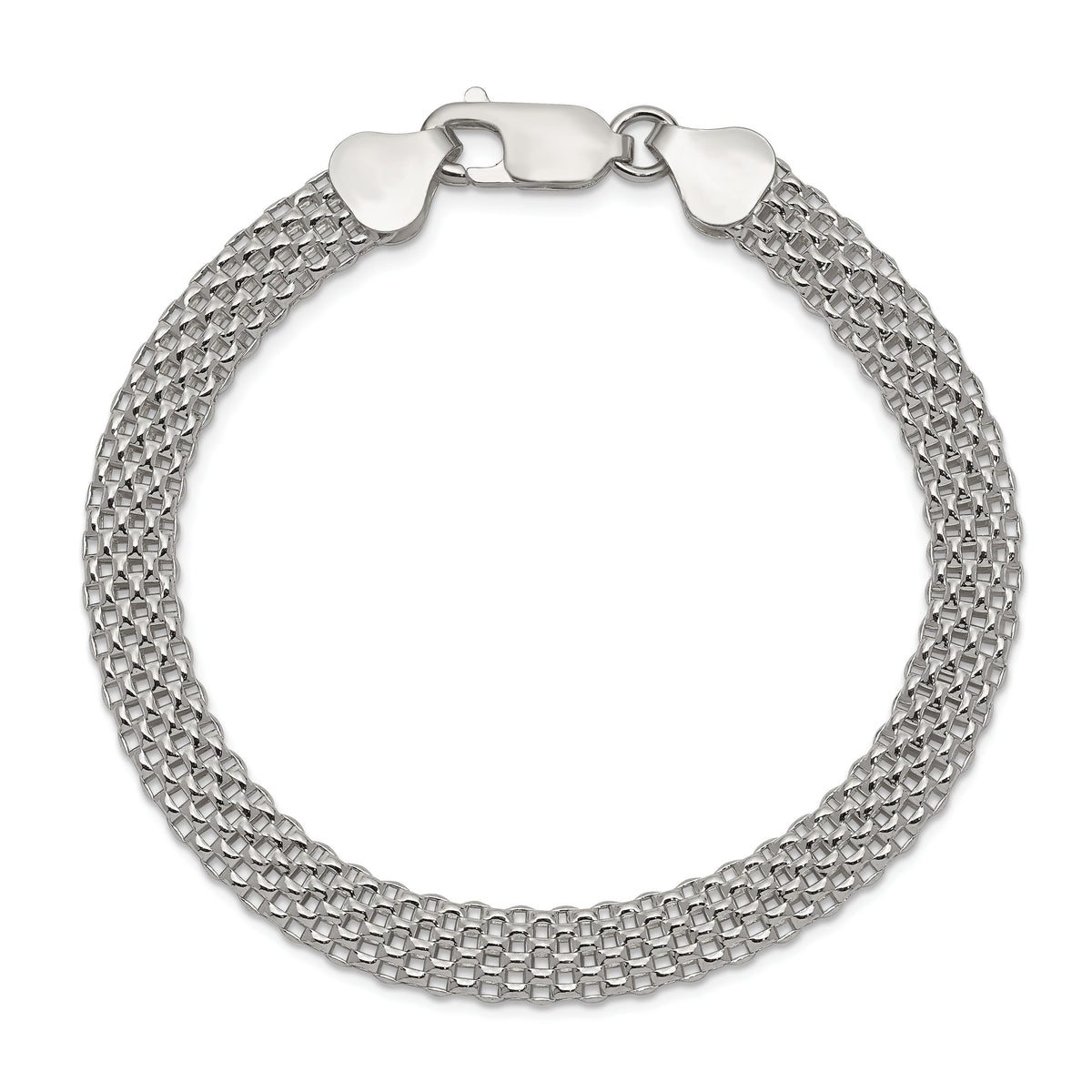 Sterling Silver Polished 6mm Mesh 7 inch Bracelet