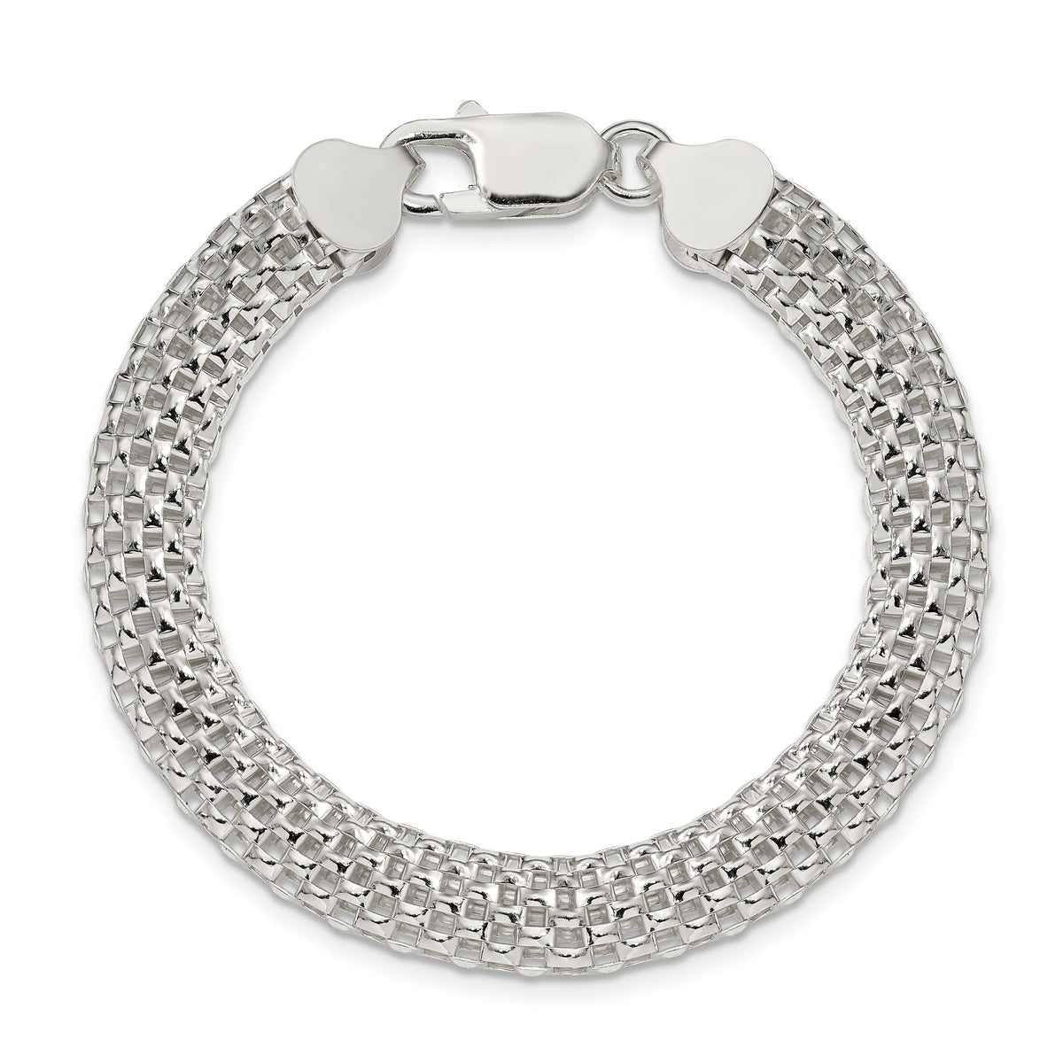 Sterling Silver Polished 8mm Mesh 7 inch Bracelet