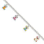 Sterling Silver Multi-color Enameled Bears With  1in ext Children's Bracelet