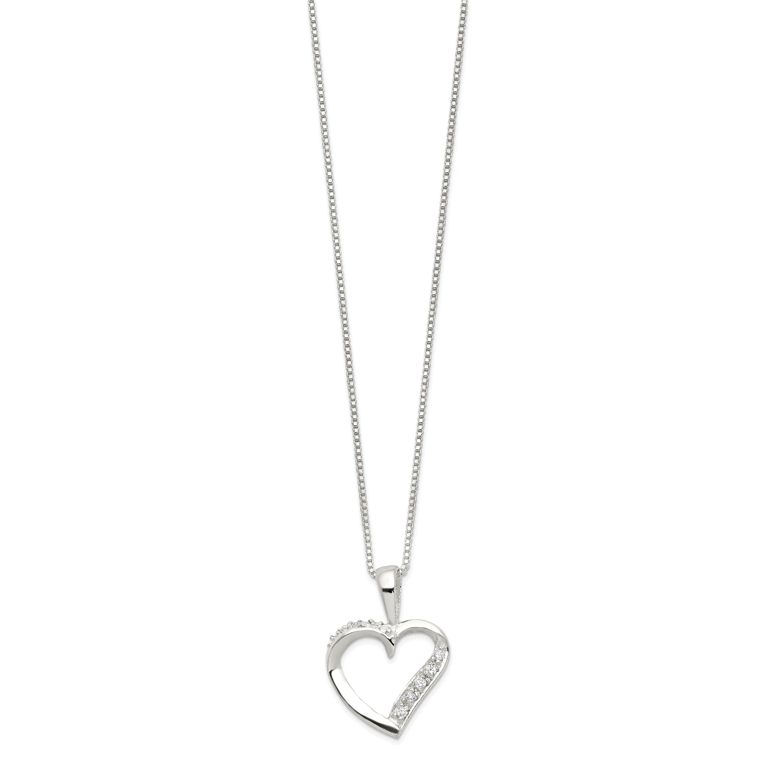 Sterling Silver CZ Heart Necklace