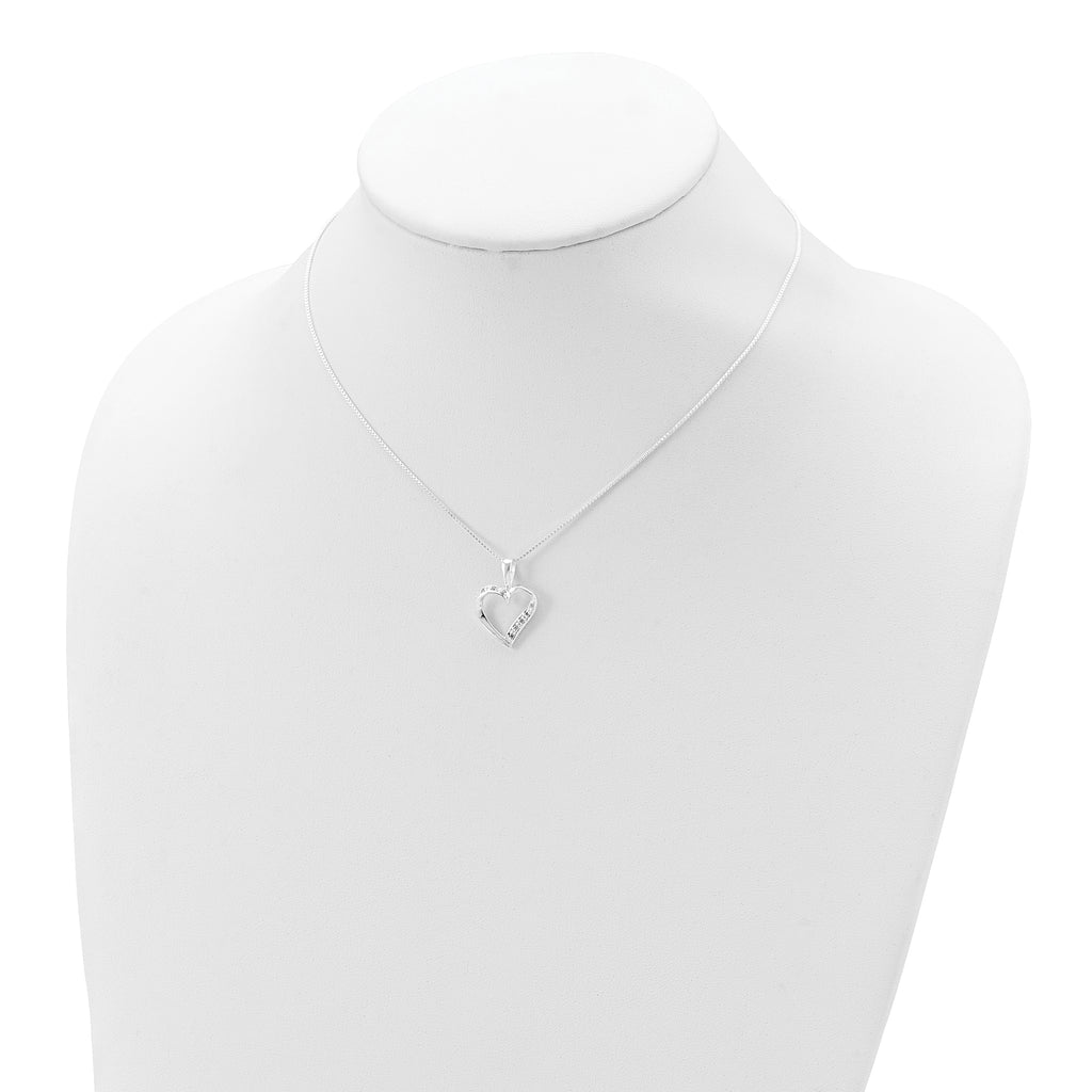 Sterling Silver CZ Heart Necklace