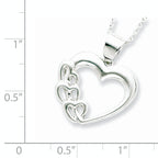 Sterling Silver Rhodium-plated Heart Necklace