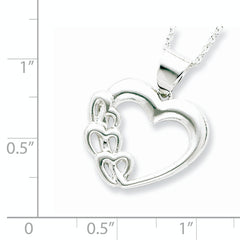 Sterling Silver Rhodium-plated Heart Necklace
