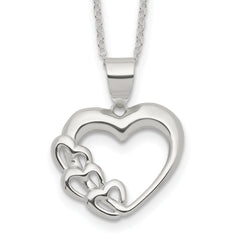 Sterling Silver Rhodium-plated Heart Necklace