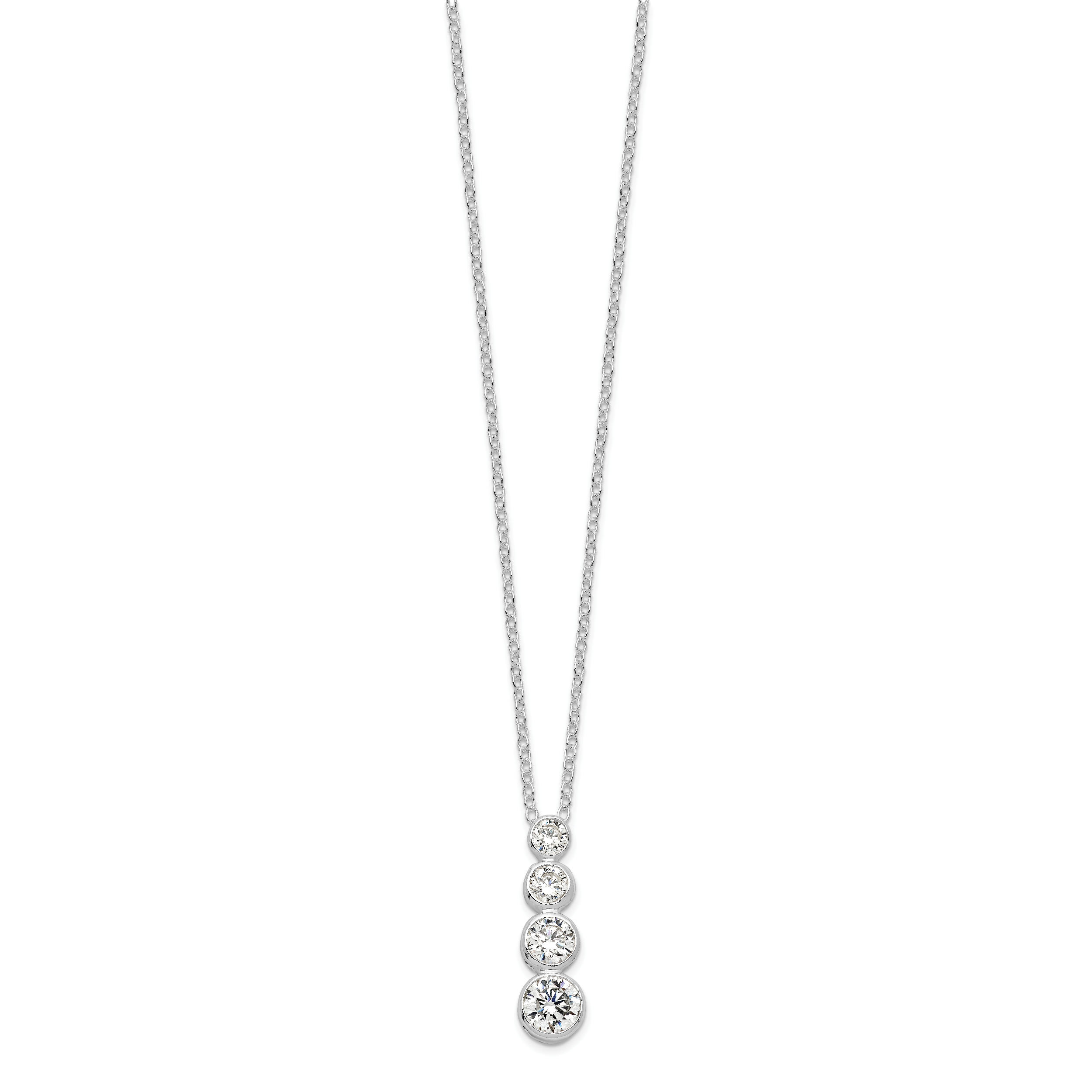 Sterling Silver Rhodium-plated CZ Journey Necklace Secondary image