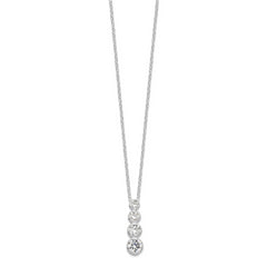 Sterling Silver Rhodium-plated CZ Journey Necklace