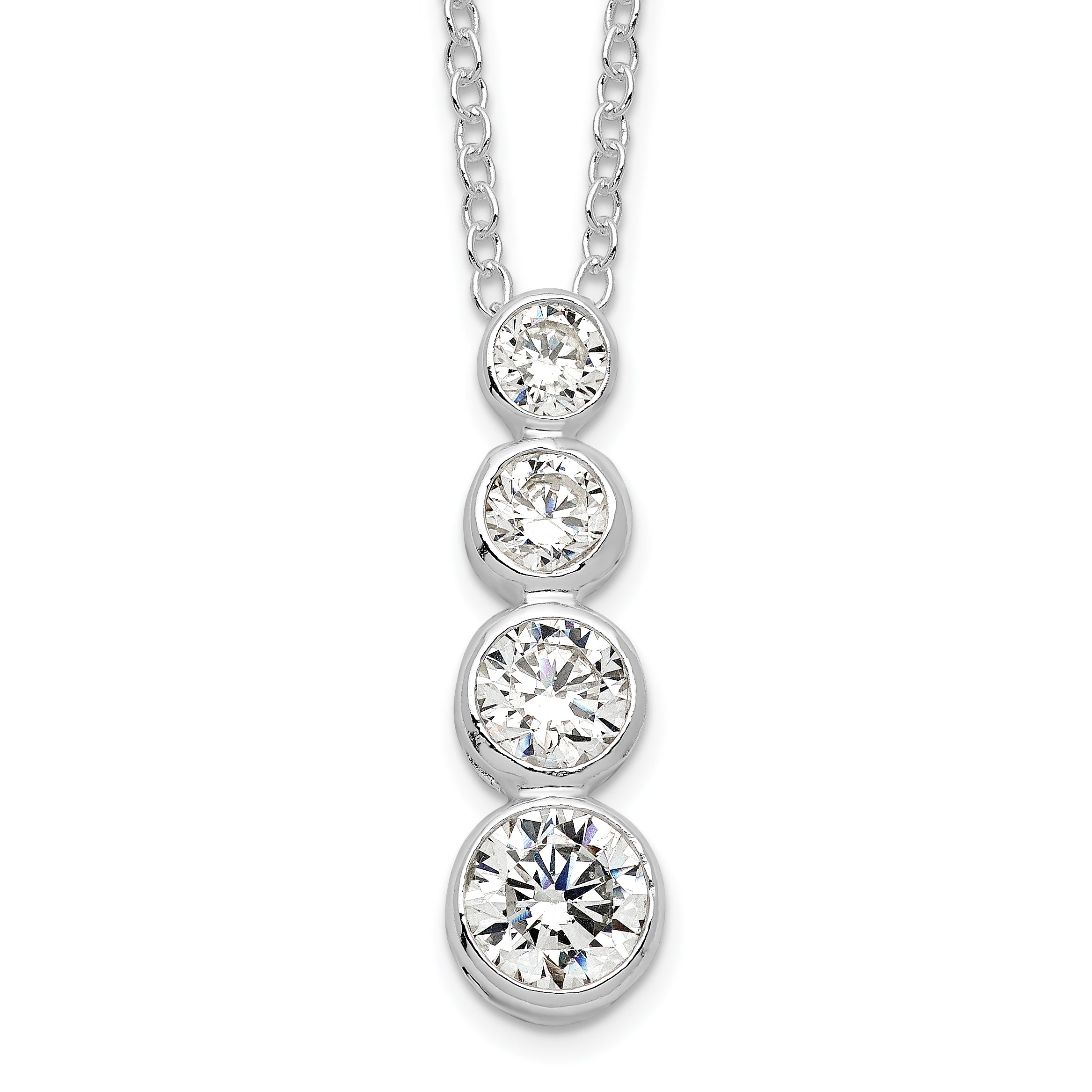 Sterling Silver Rhodium-plated CZ Journey Necklace Main image