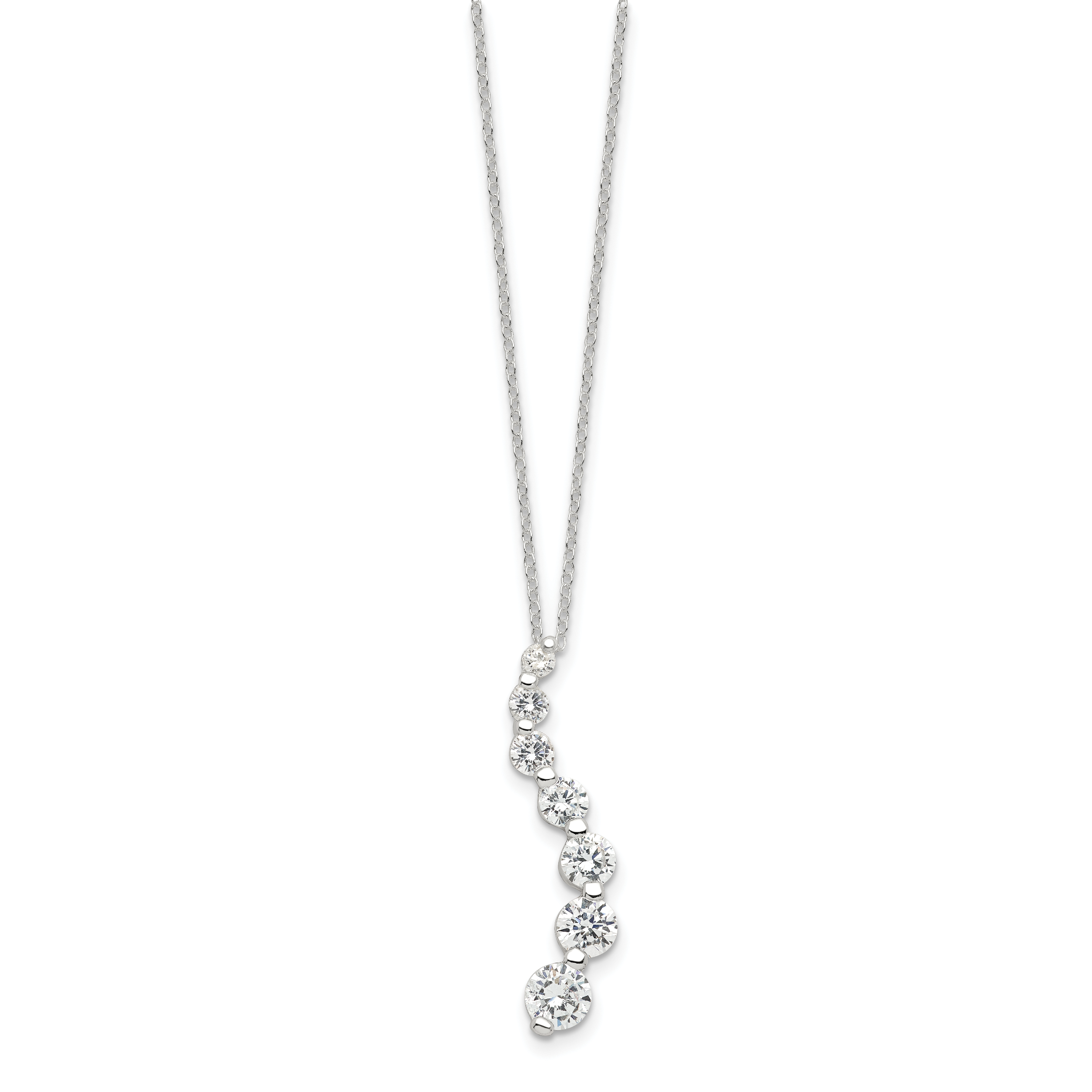 Sterling Silver Rhodium-plated CZ Journey Necklace Secondary image
