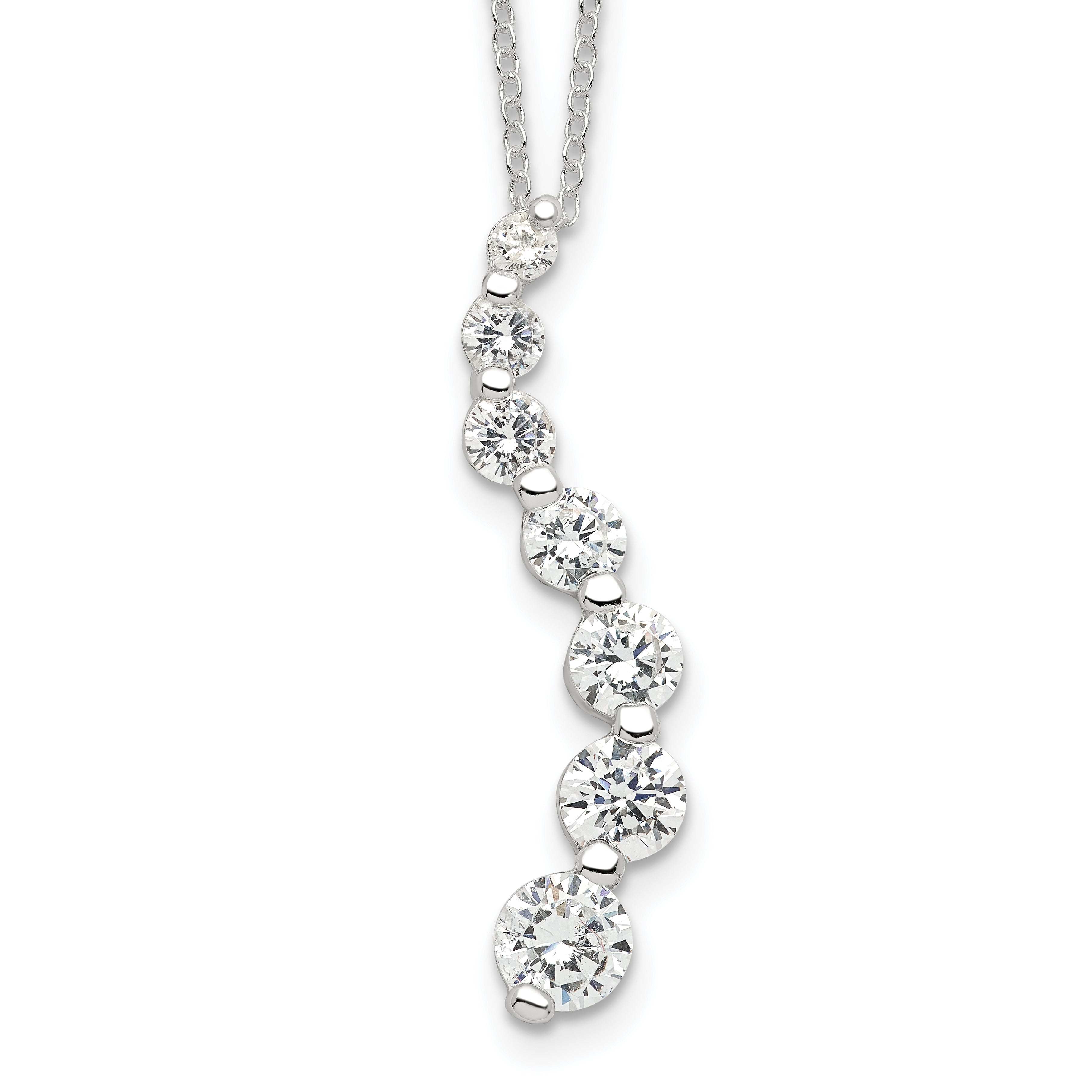 Sterling Silver Rhodium-plated CZ Journey Necklace Main image