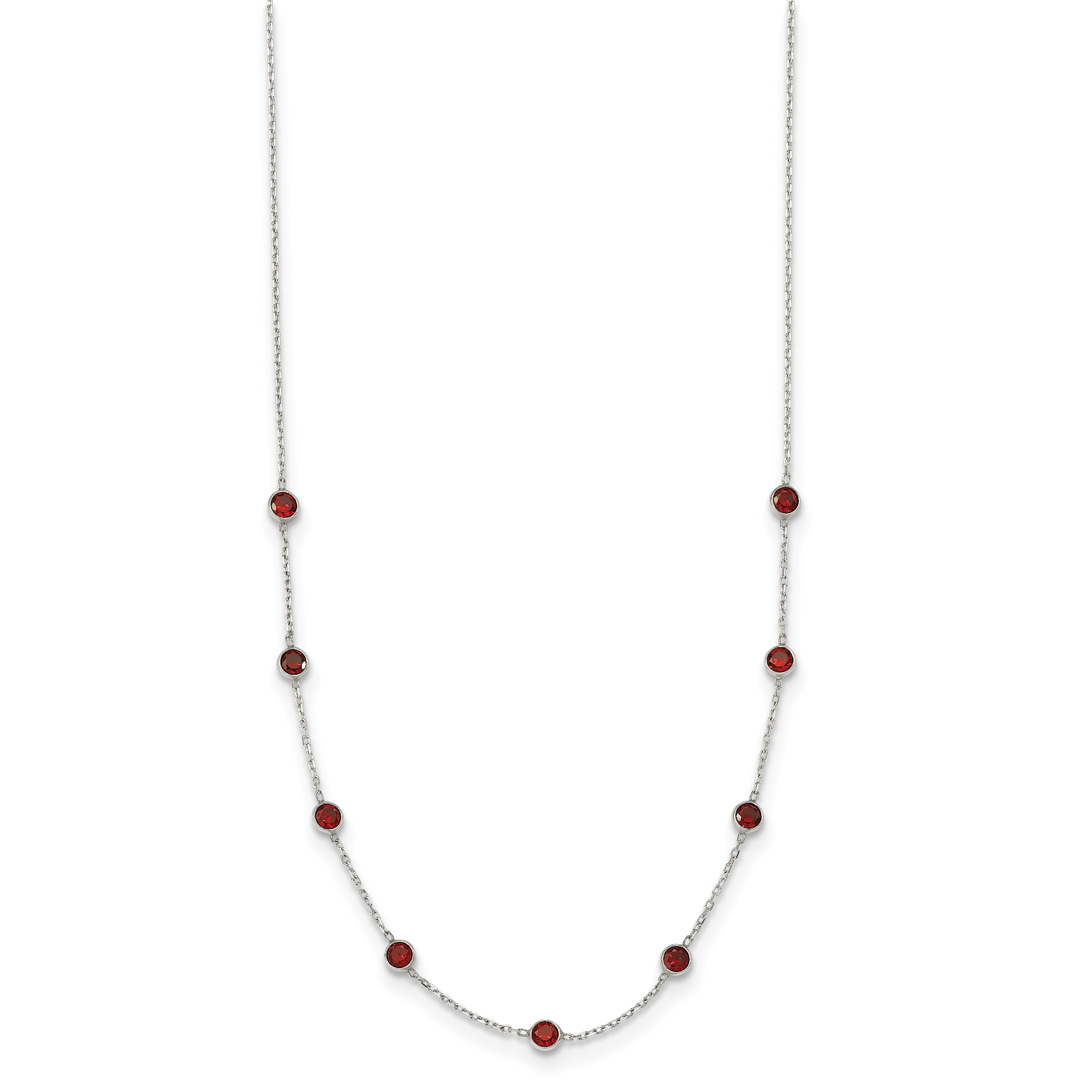 Sterling Silver 9-Station Red CZ Necklace Main image