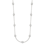 Sterling Silver Clear 4mm 9-Station CZ With 2in ext. Necklace
