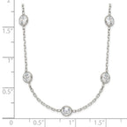 Sterling Silver Clear 4mm 9-Station CZ With 2in ext. Necklace
