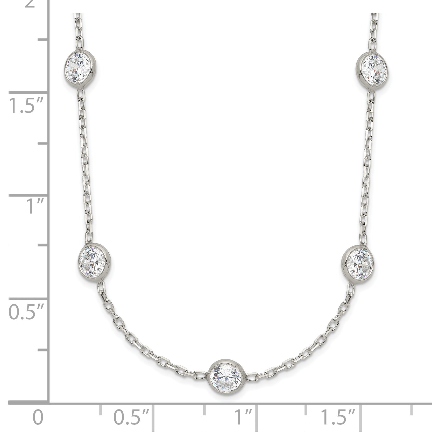 Sterling Silver Clear 4mm 9-Station CZ With 2in ext. Necklace