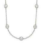 Sterling Silver Clear 4mm 9-Station CZ With Extension ext. Necklace