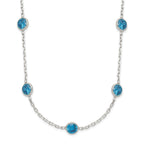 Sterling Silver 9-Station Blue CZ Necklace