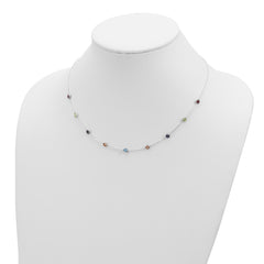 Sterling Silver 9-Station Multicolor CZ Necklace