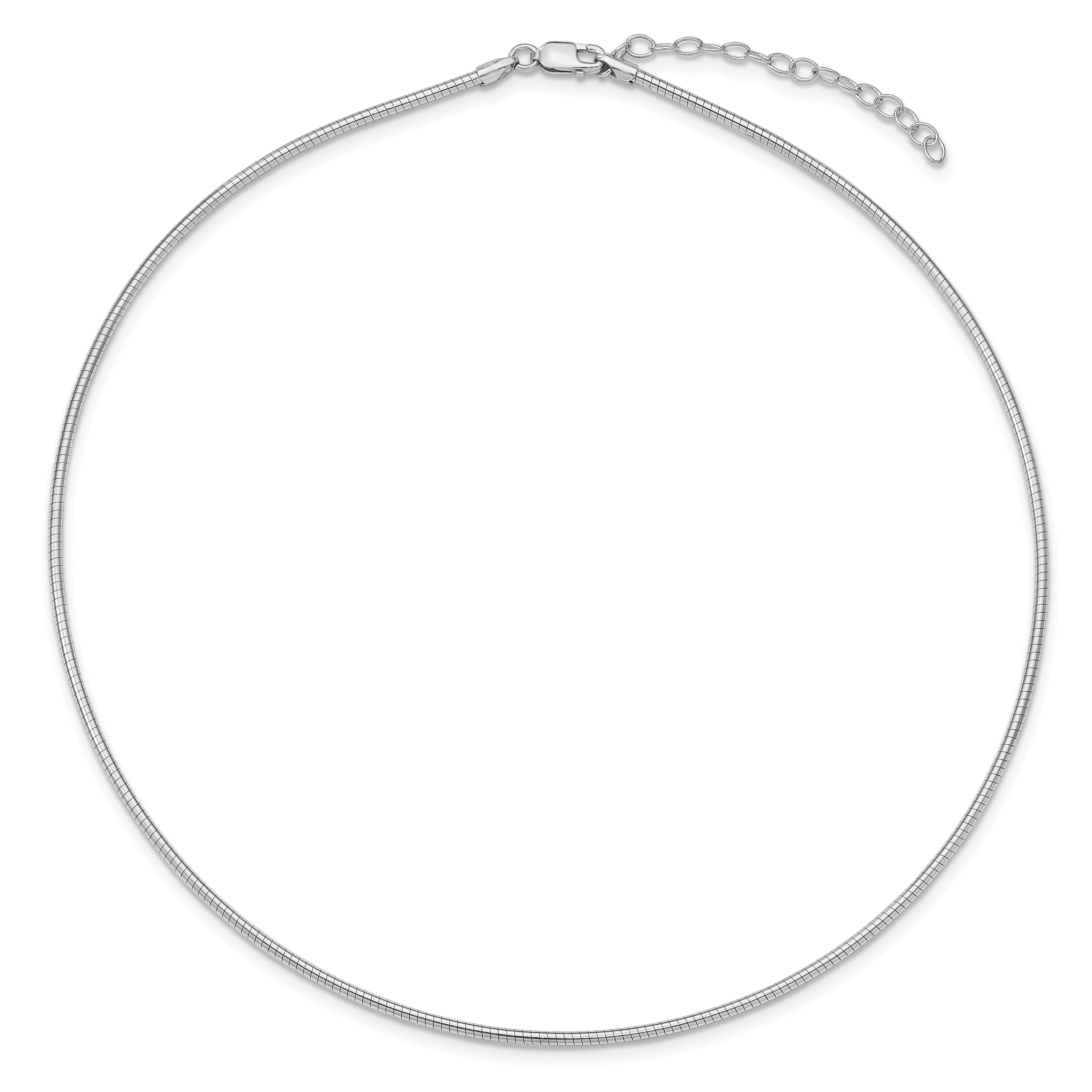 Sterling Silver Rhodium-plated 2mm Round With 2in ext Cubetto