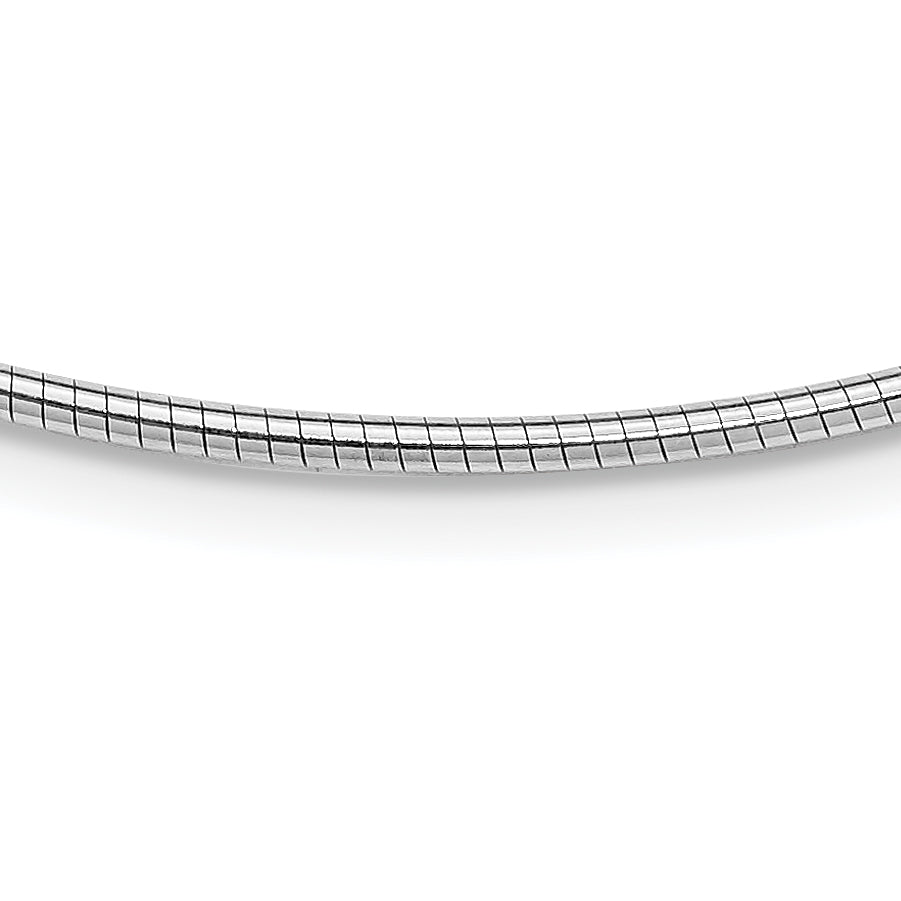 Sterling Silver Rhodium-plated 2mm Round With 2in ext Cubetto Necklace