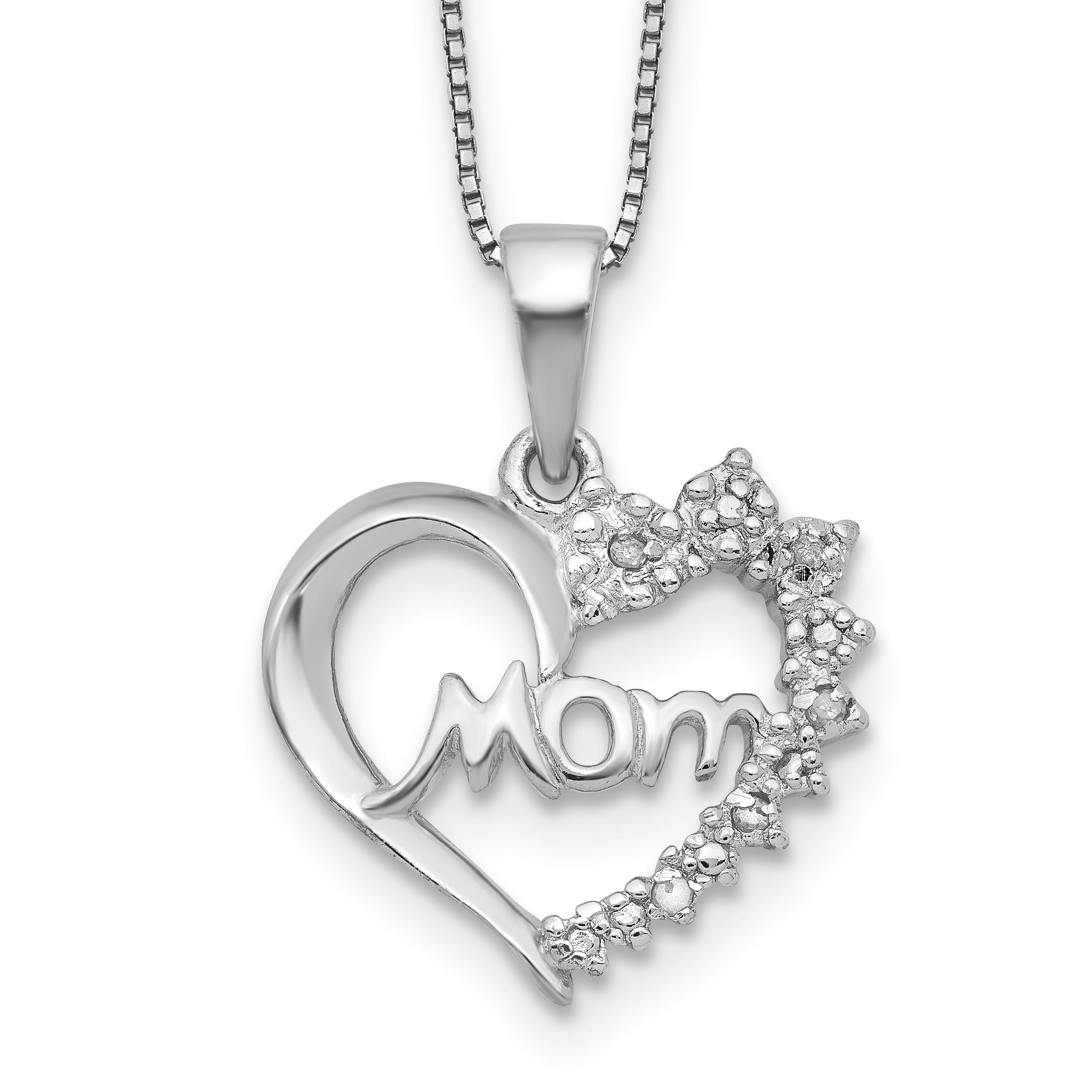 Sterling Silver Rhodium-plated Diamond Mom Necklace Main image