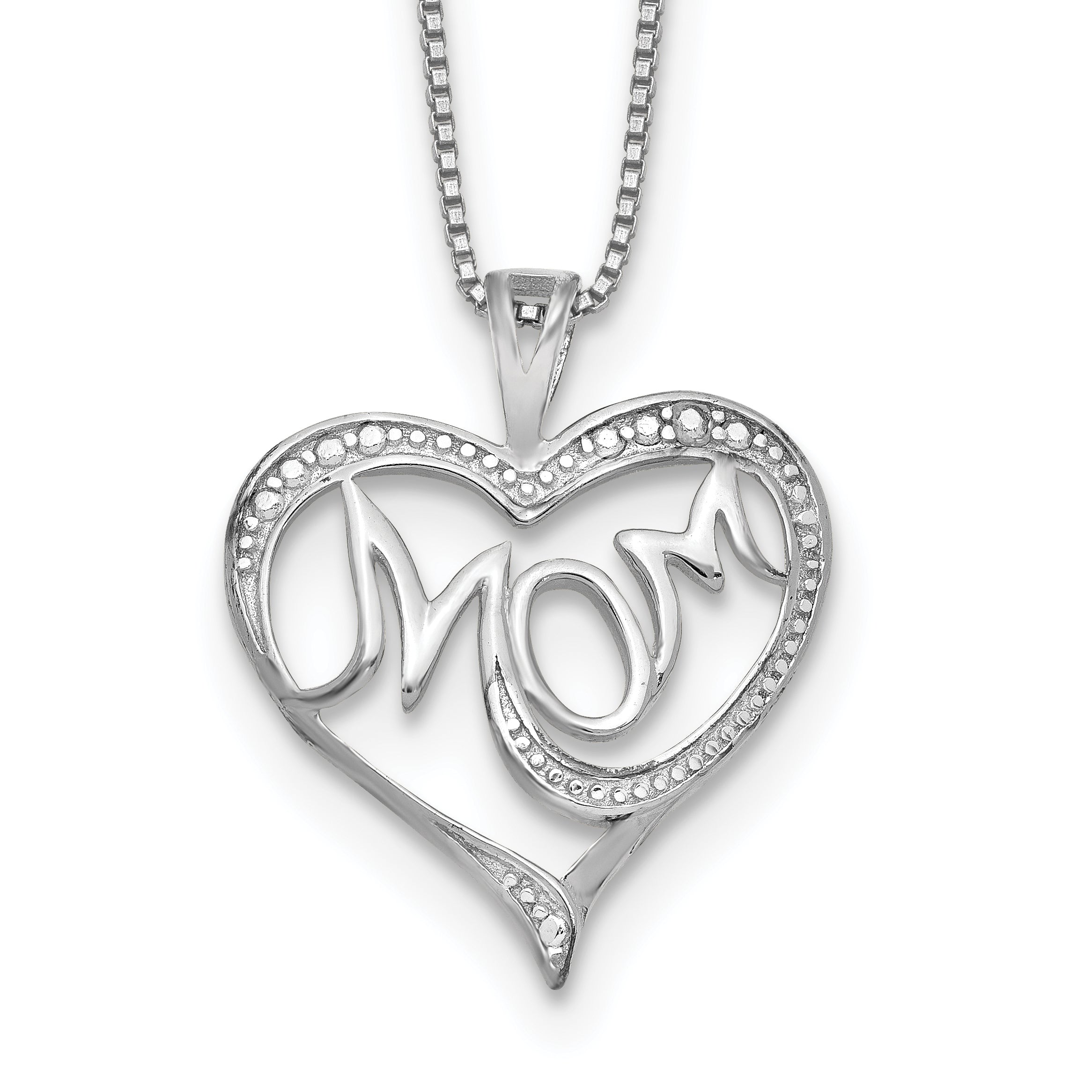 Sterling Silver Rhodium-plated Diam. Mom Necklace Main image