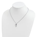 Brilliant Gemstones Sterling Silver with 14K Accent Rhodium-plated Amethyst and Diamond Key 18 Inch Necklace with 2 Inch Extender