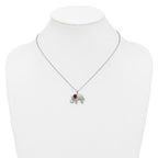 Brilliant Gemstones Sterling Silver with 14K Accent Rhodium-plated Garnet and Diamond Elephant 18 Inch Necklace with 2 Inch Extender