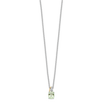 Brilliant Gemstones Sterling Silver with 14K Accent Rhodium-plated Green Quartz and Diamond 18 Inch Necklace with 2 Inch Extender