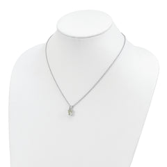Brilliant Gemstones Sterling Silver with 14K Accent Rhodium-plated Green Quartz and Diamond 18 Inch Necklace with 2 Inch Extender