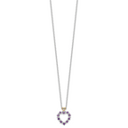 Brilliant Gemstones Sterling Silver with 14K Accent Rhodium-plated Amethyst and Diamond 18 Inch Necklace with 2 Inch Extender